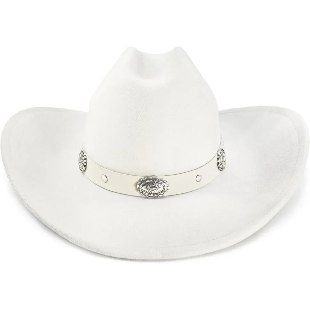 Women Ivory White Cowgirl Shape Able Wide Brim Felt Cattleman Western Hats